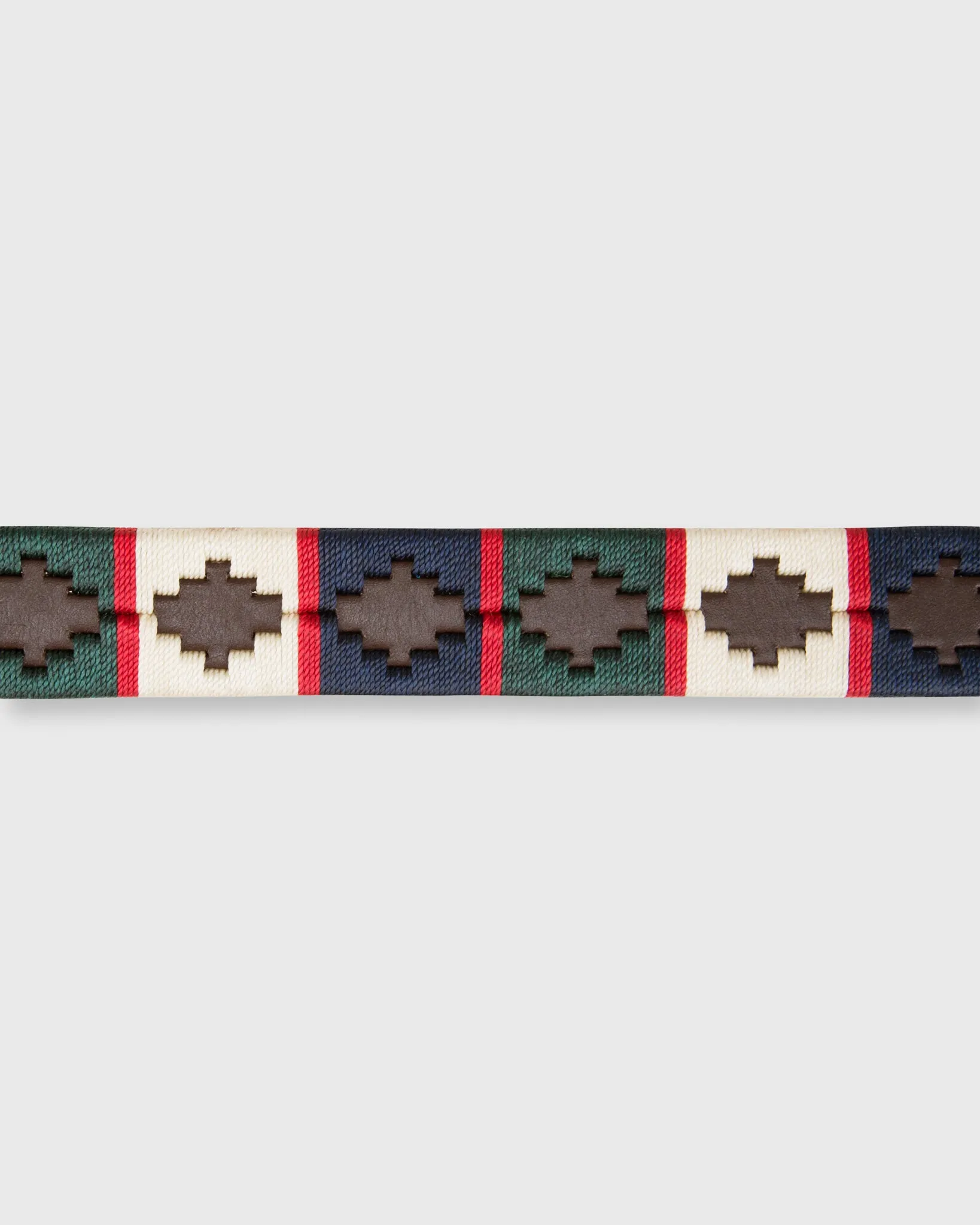 1 1/8" Polo Belt in Bone/Navy/Green/Red Chocolate Leather