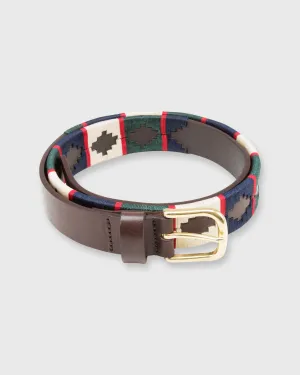 1 1/8" Polo Belt in Bone/Navy/Green/Red Chocolate Leather