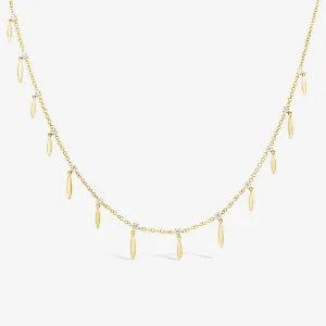 13 Gold Marquise Drops By The Yard Diamond Necklace