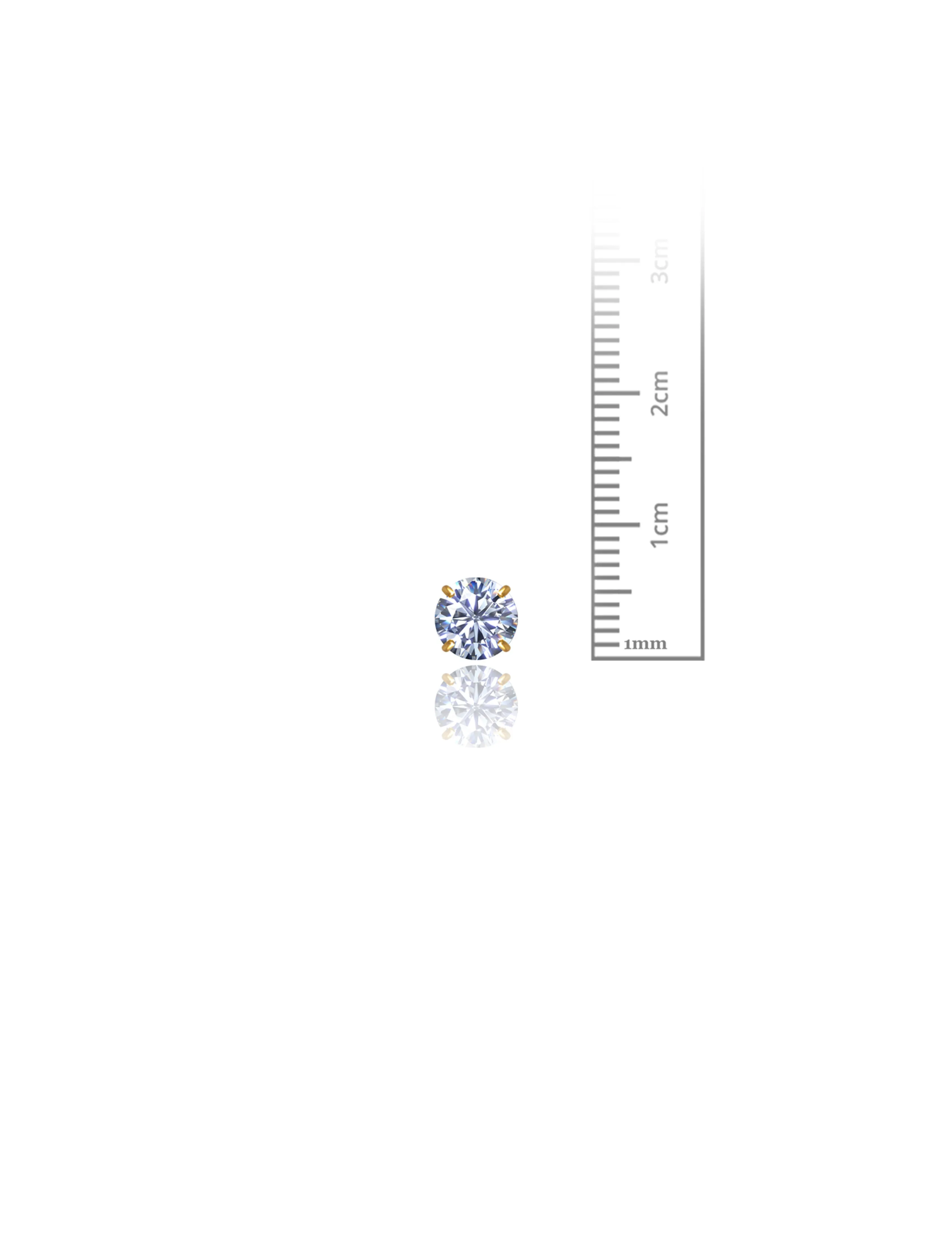 14K Yellow Gold 6MM Round CZ Pushback Stud Earrings