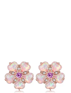 18K Rose Gold Multi Pink Opal Stud Earrings