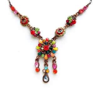 90s VINTAGE BEADED BOHO TRIBAL COLOURFUL DIAMANTÉ SHORT NECKLACE