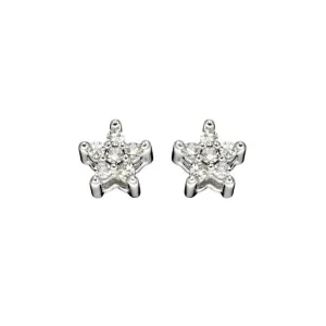 9ct White Gold Diamond Star Stud Earrings GE2353