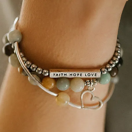 Angel Wing | Stone Beaded Charm Bracelet | Tiffany Blue Agate