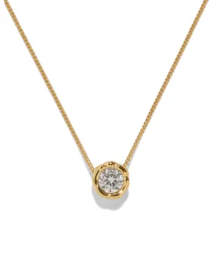 Asterales Gold Molten CZ Solitaire Necklace