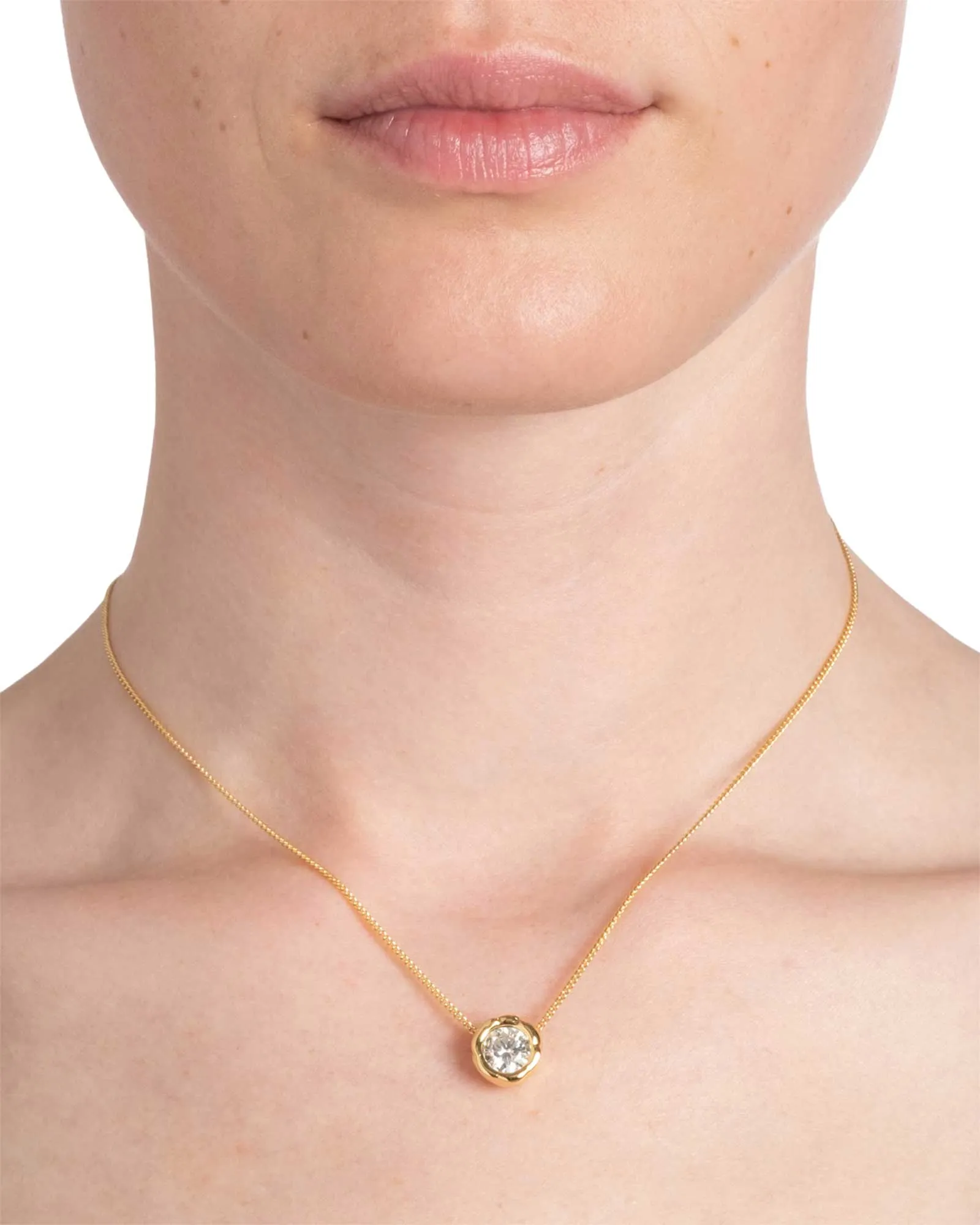 Asterales Gold Molten CZ Solitaire Necklace