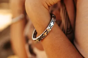 Aztec Burnished Silvertone Stretch Bracelet