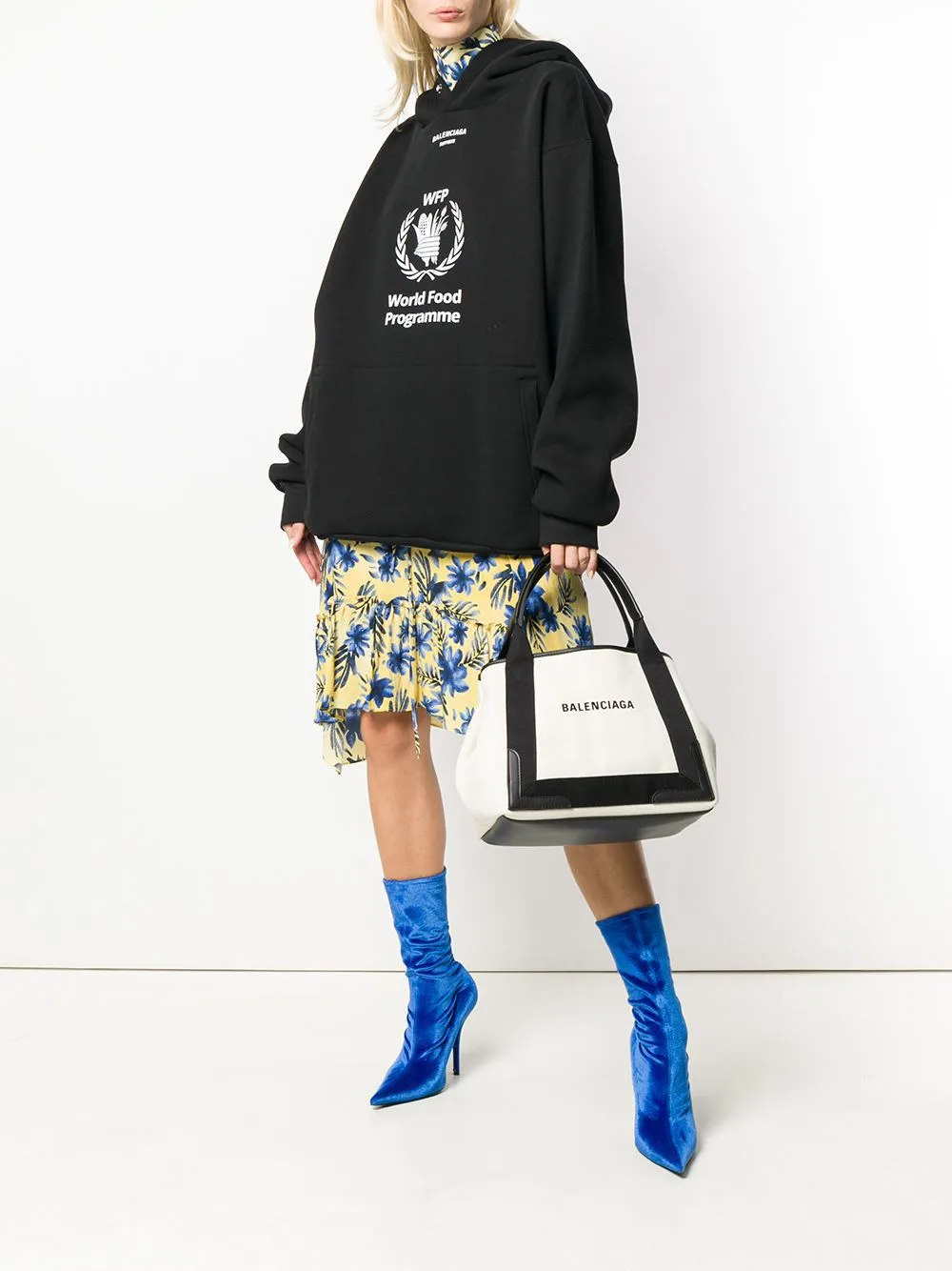 Balenciaga Women Navy Cabas Small Tote Bag