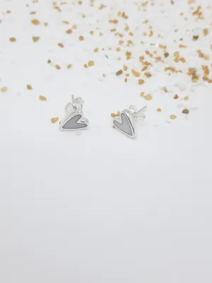 Bambu Silver Resin Heart Earrings _E909-1950