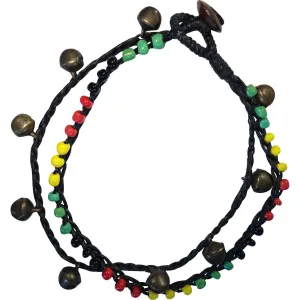 Beaded Rasta Anklet Reggae Foot Chain Bells Ankle Bracelet Mens Womens Jewellery