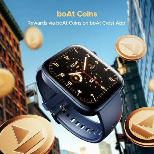 boAt Storm Call 3 w/Turn-by-Turn Navigation, 1.83” HD Display, Bluetooth Calling, Crest  OS, QR Tray, Watch Face Studio, Coins, Emergency SOS Smart Watch for Men & Women(Dark Blue)