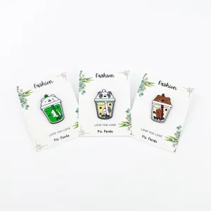Boba Tea Enamel Pins, Kawaii Bubble Tea Lapel Pins for Backpacks, Hats, Jeans, Jacket