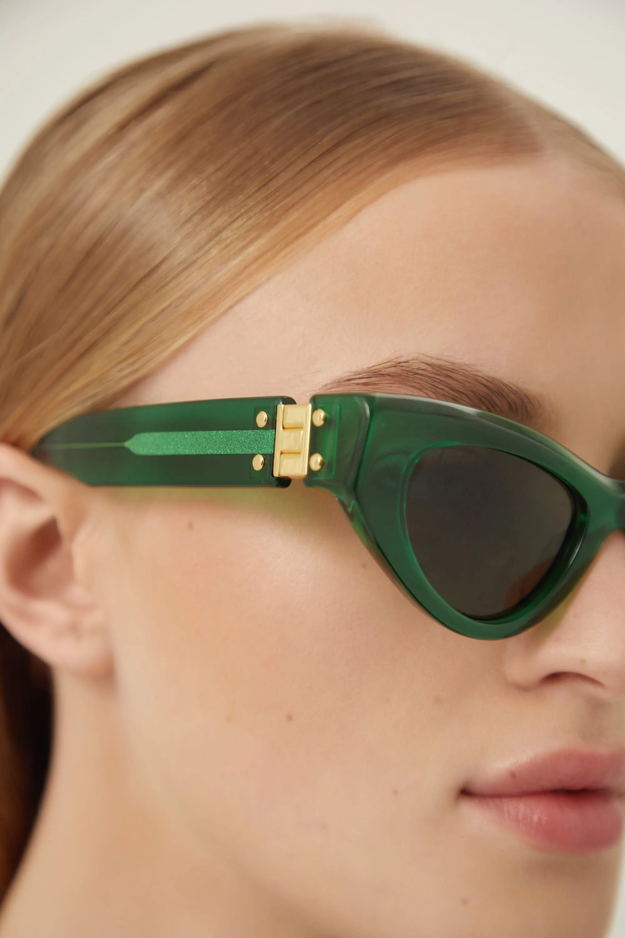 Bottega Veneta green cat eye sunglasses