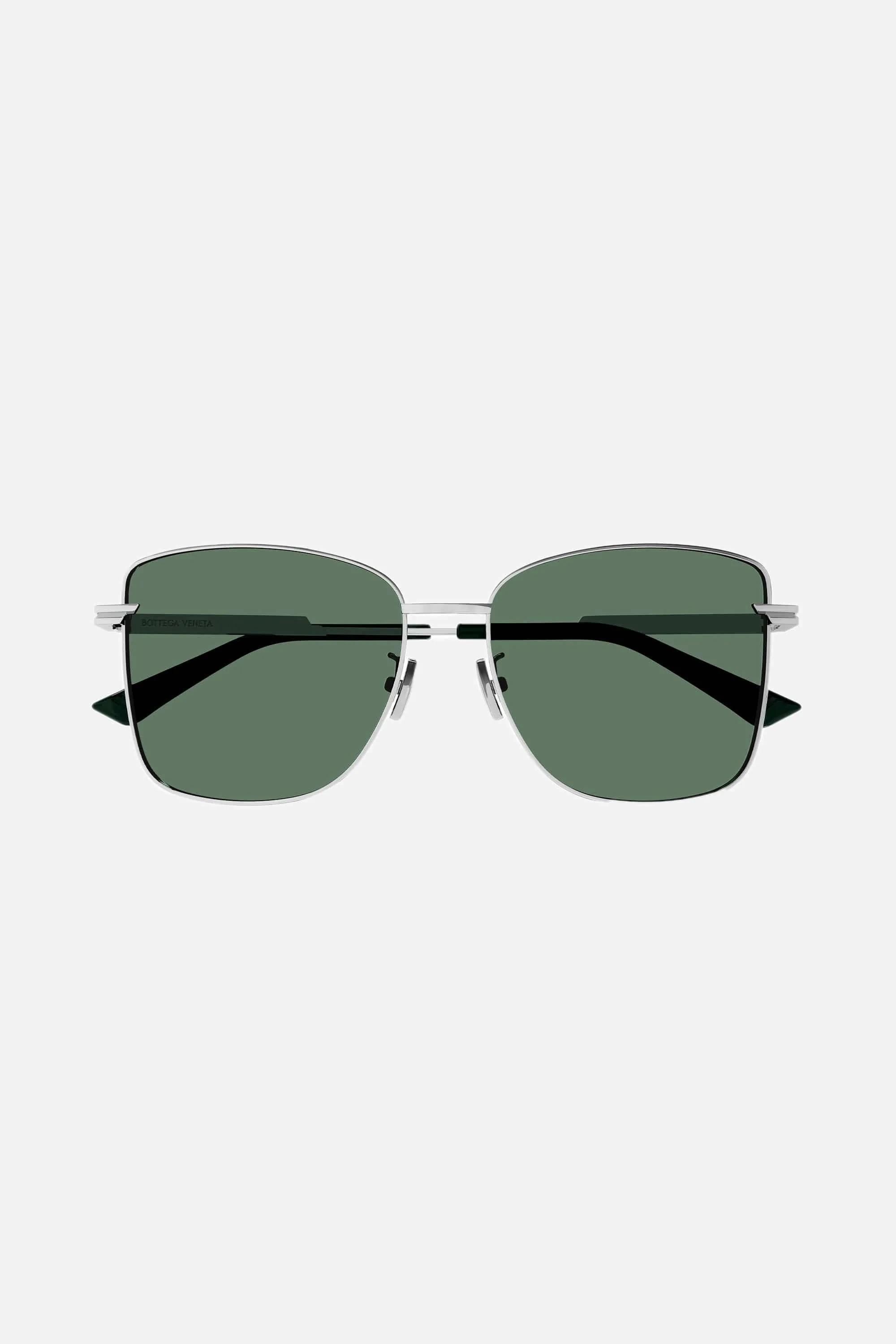 Bottega Veneta squared cat eye green silver sunglasses
