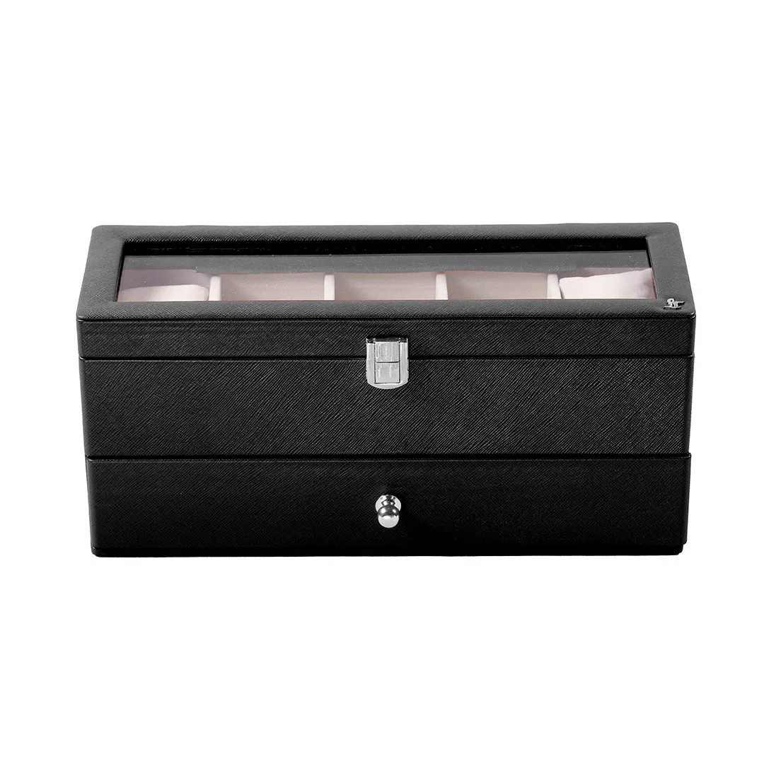Bronx II Genuine Leather Watch Box / Case | 10 Slots Watch Box Case for Men | Color: Black, Brown & Cherry