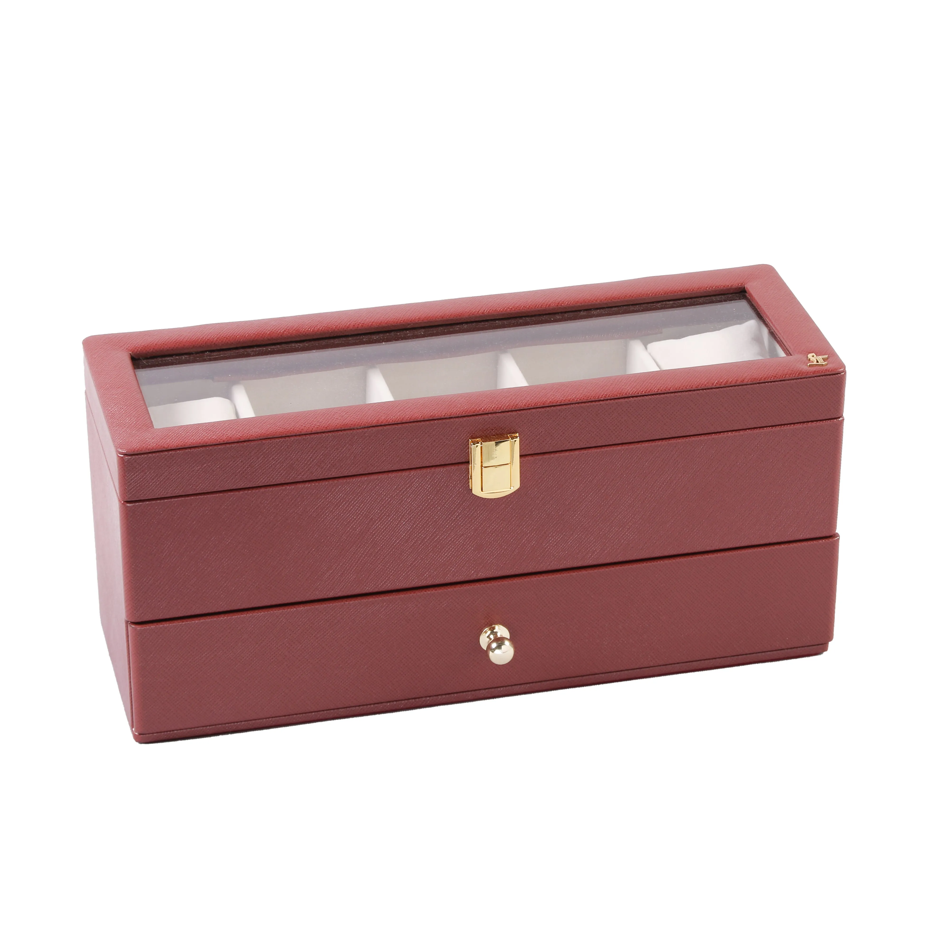 Bronx II Genuine Leather Watch Box / Case | 10 Slots Watch Box Case for Men | Color: Black, Brown & Cherry