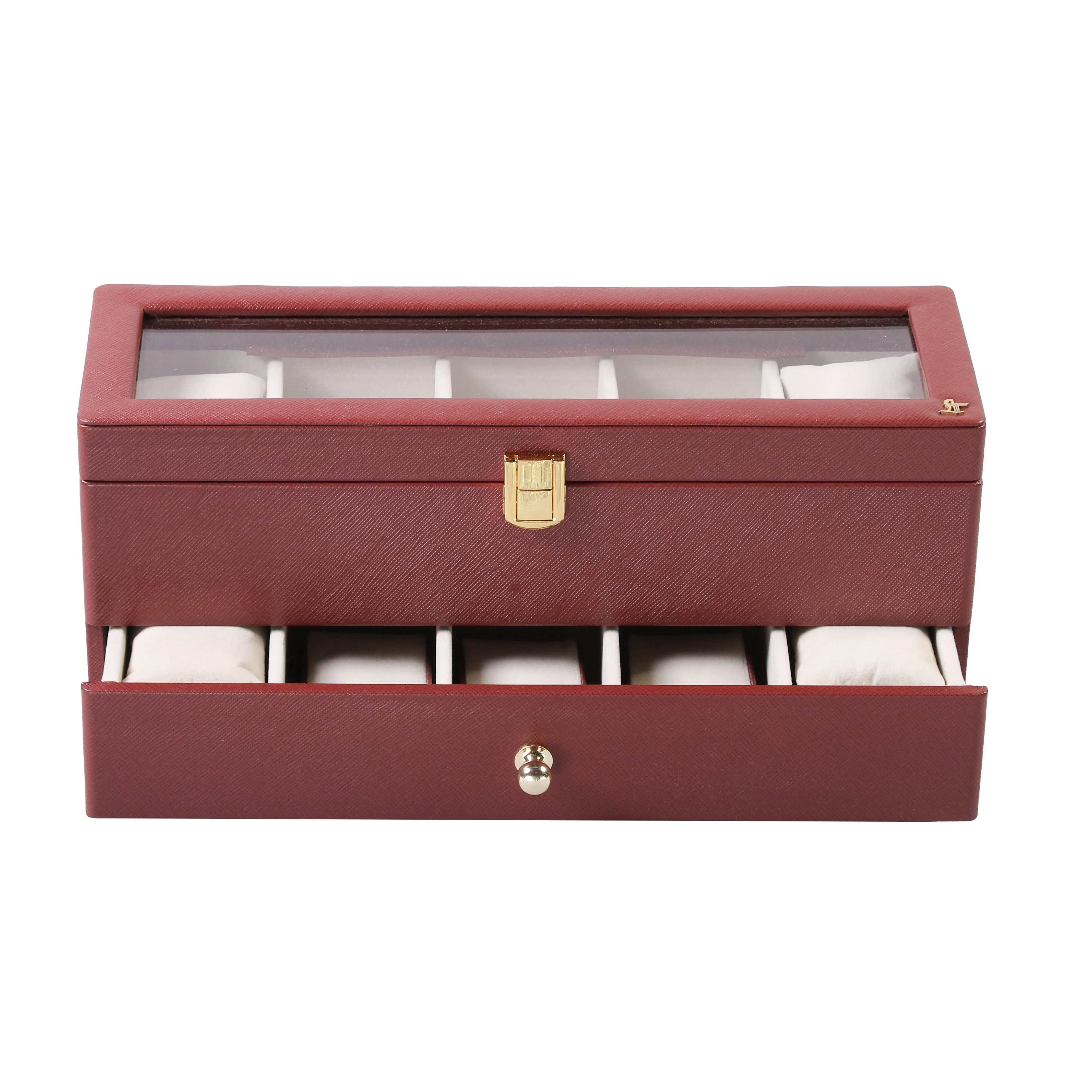 Bronx II Genuine Leather Watch Box / Case | 10 Slots Watch Box Case for Men | Color: Black, Brown & Cherry