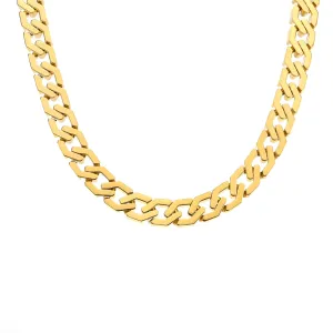 C100G B.Tiff Gold High Polish Flat Angular Cuban Link Necklace