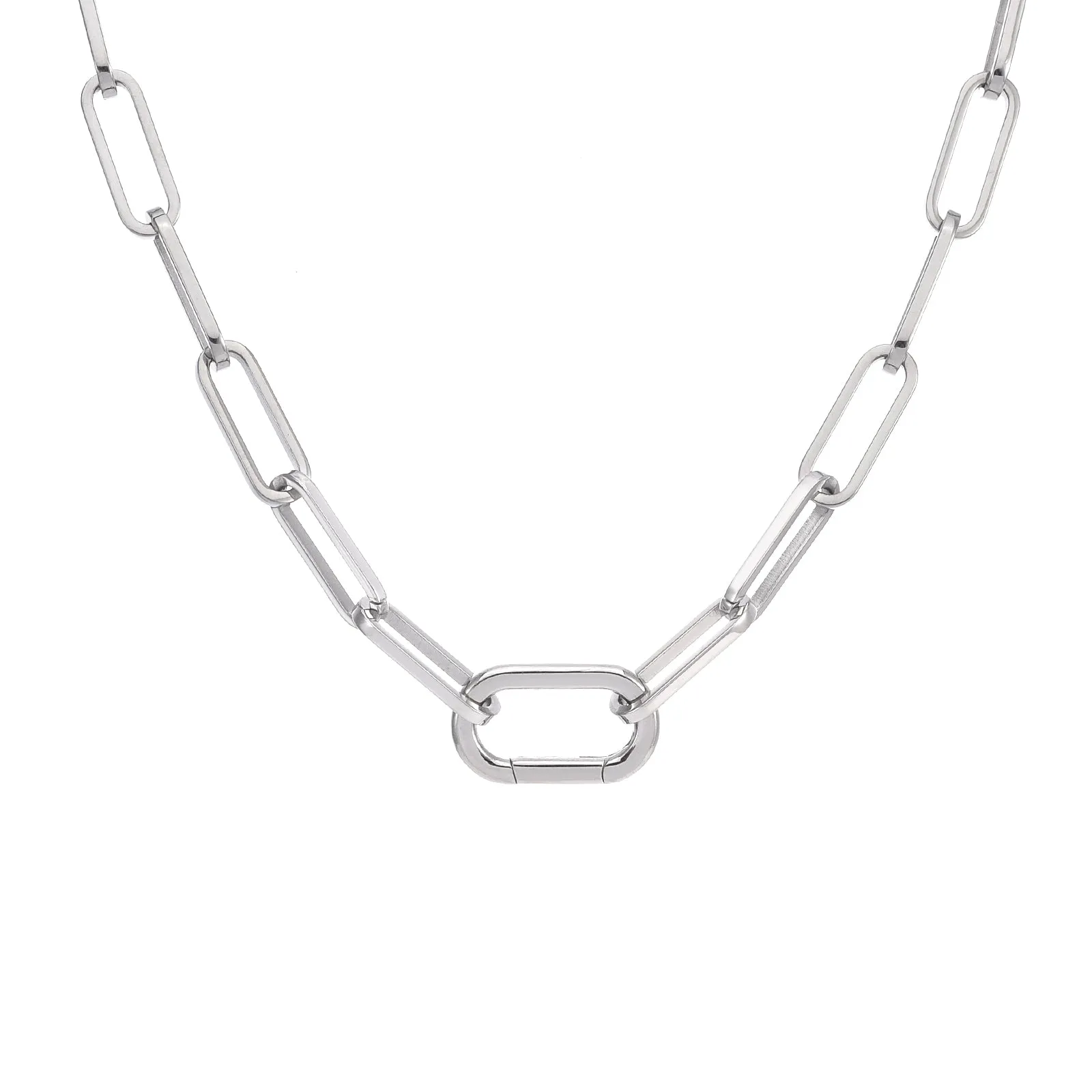 C860W B.Tiff "Jemma" Paperclip Flat Long Adjustable Link Necklace