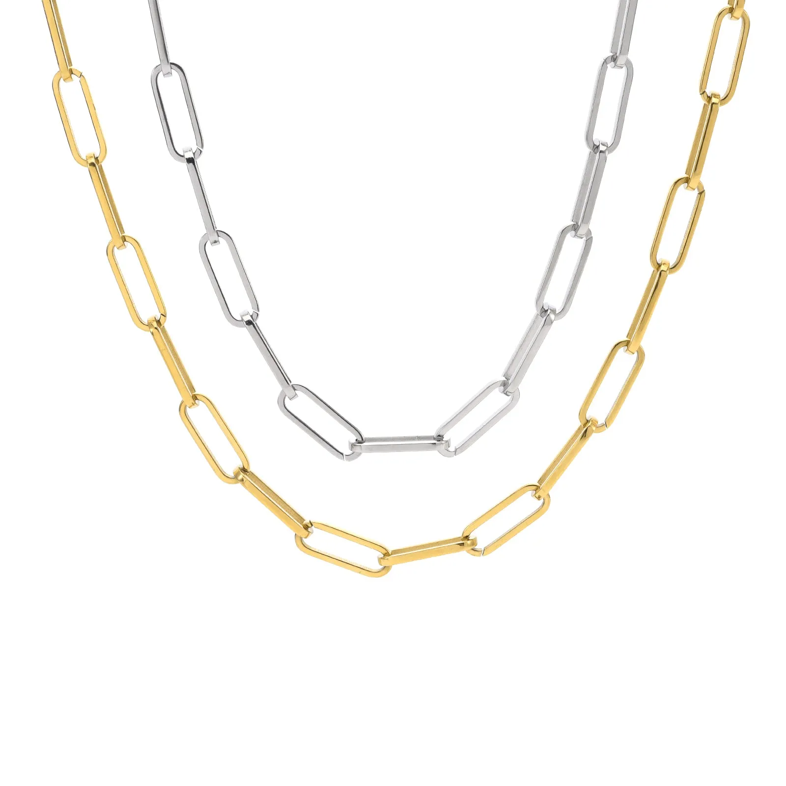C860W B.Tiff "Jemma" Paperclip Flat Long Adjustable Link Necklace