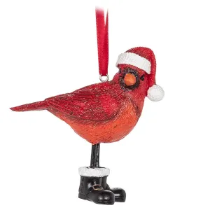 Cardinal with Red Hat with White Trim & Boots Ornament