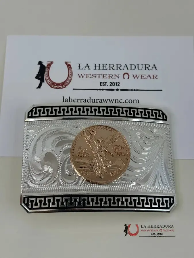 CENTENARIO GOLD SILVER DETAIL SQUARE BUCKLE