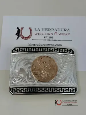 CENTENARIO GOLD SILVER DETAIL SQUARE BUCKLE