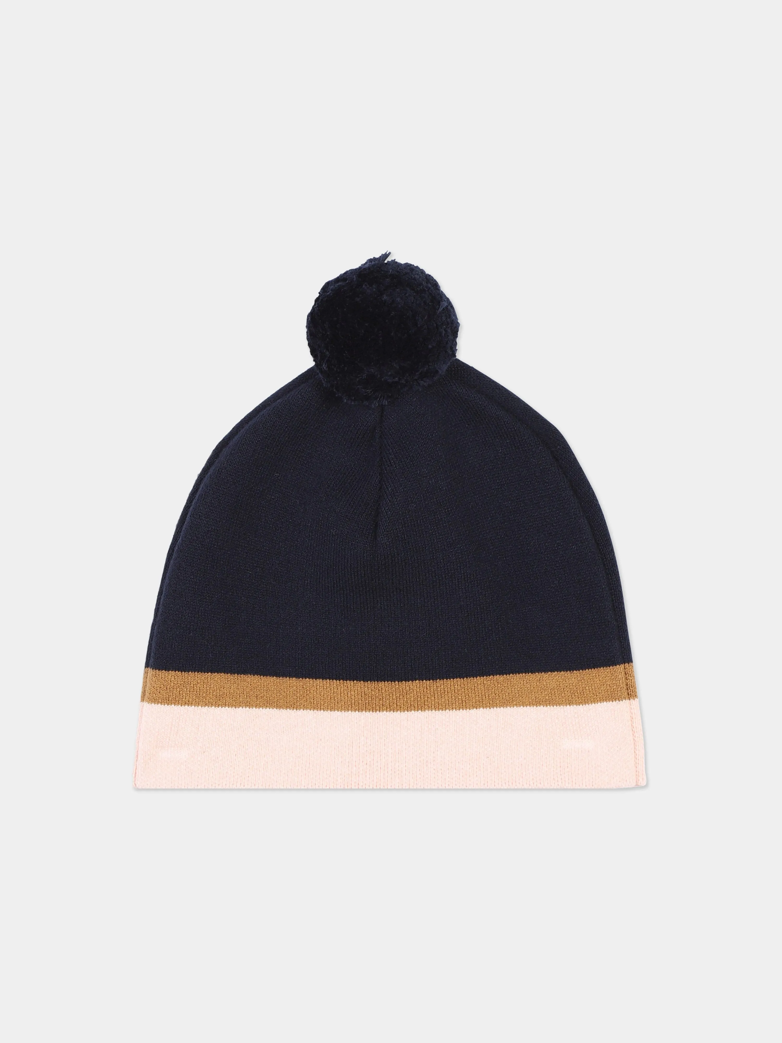 Chloé Girls Knitted Bobble Hat in Navy