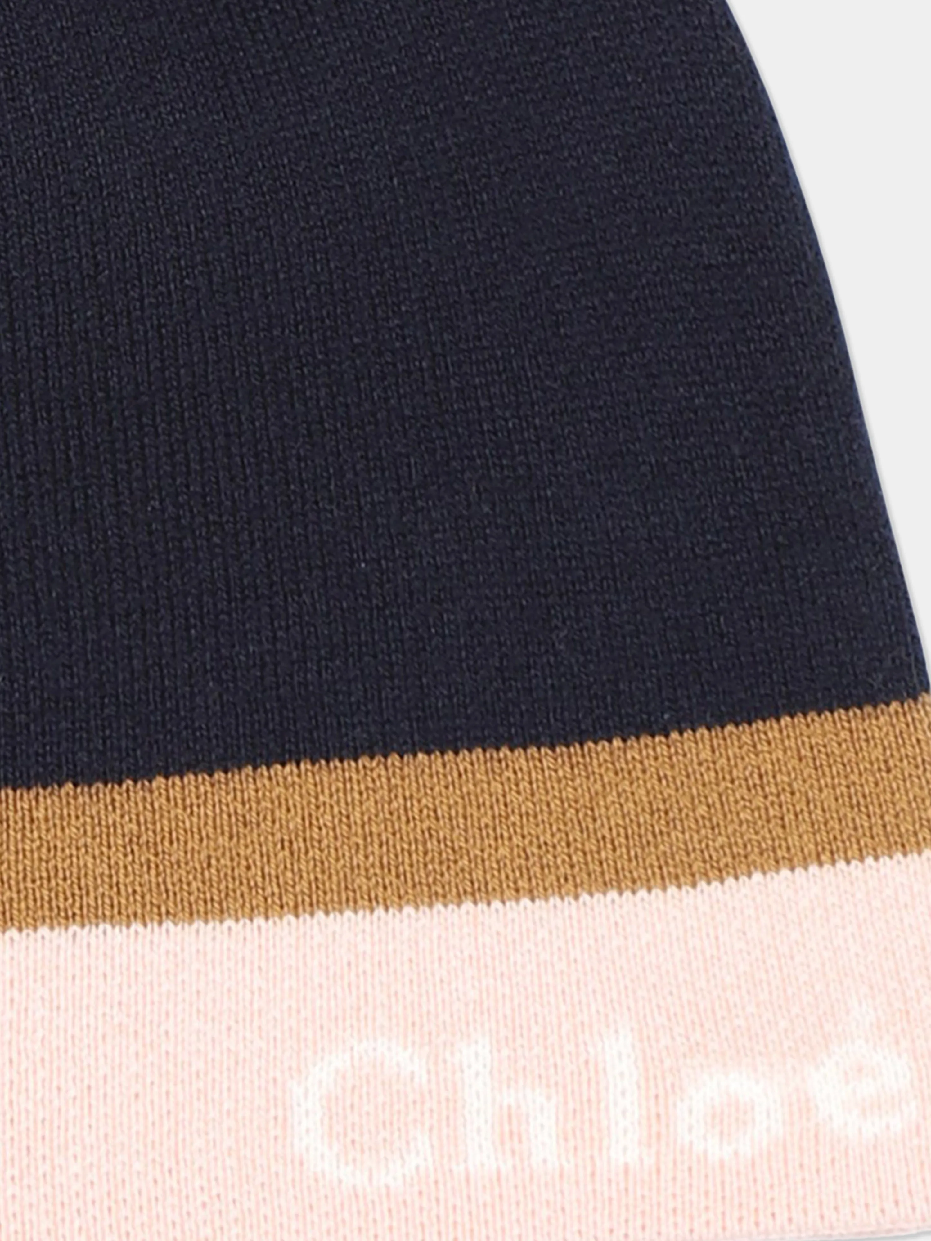 Chloé Girls Knitted Bobble Hat in Navy