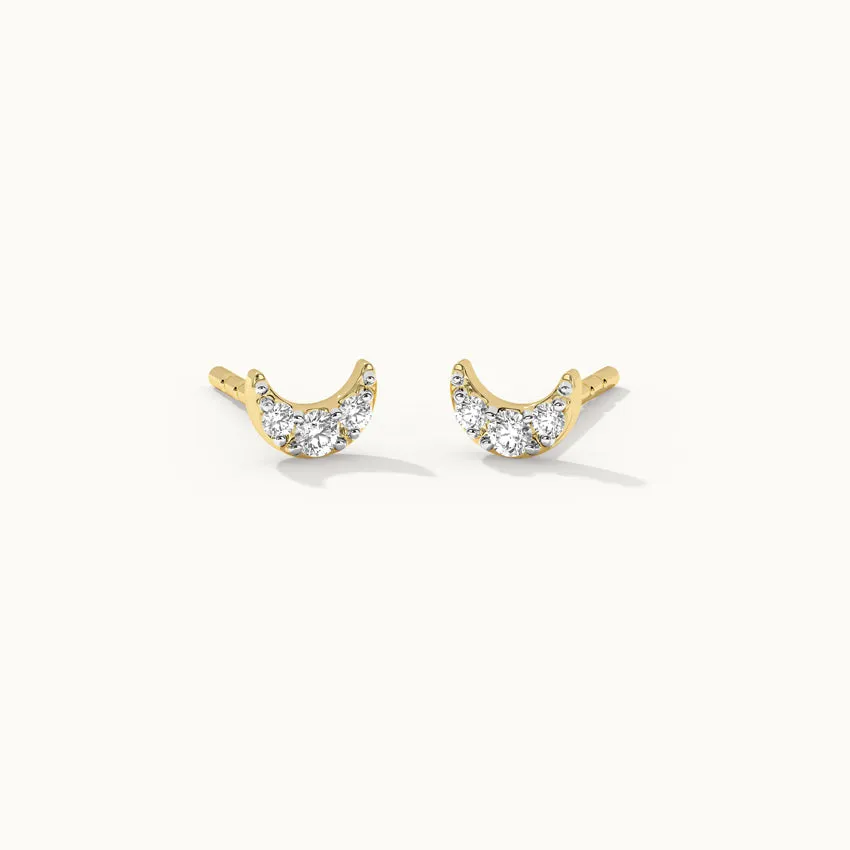 Crescent Moon Diamond Earrings