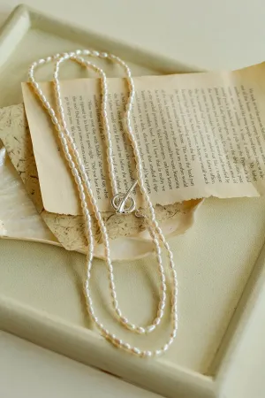 Daily Versatile Long Rice Pearl Necklace