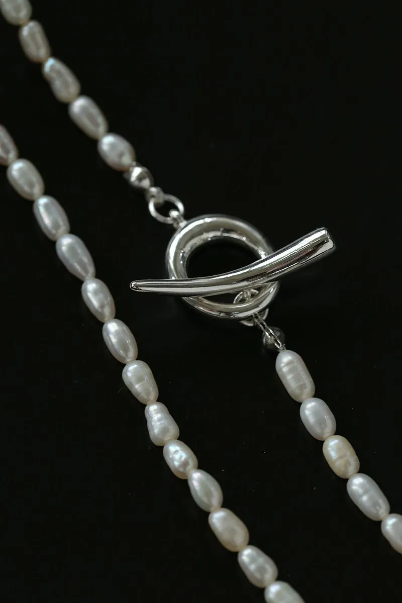 Daily Versatile Long Rice Pearl Necklace