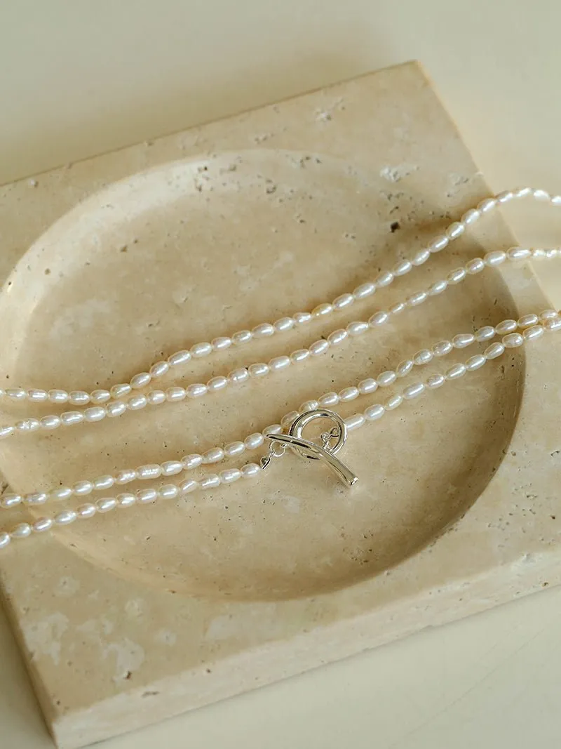 Daily Versatile Long Rice Pearl Necklace