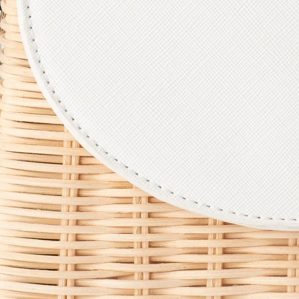 Donna Straw Top Handle Bag | White