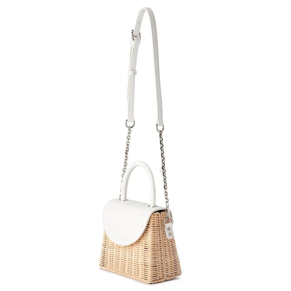 Donna Straw Top Handle Bag | White