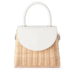 Donna Straw Top Handle Bag | White
