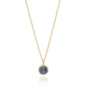 Dumortierite Round Pendant Necklace 16-18"