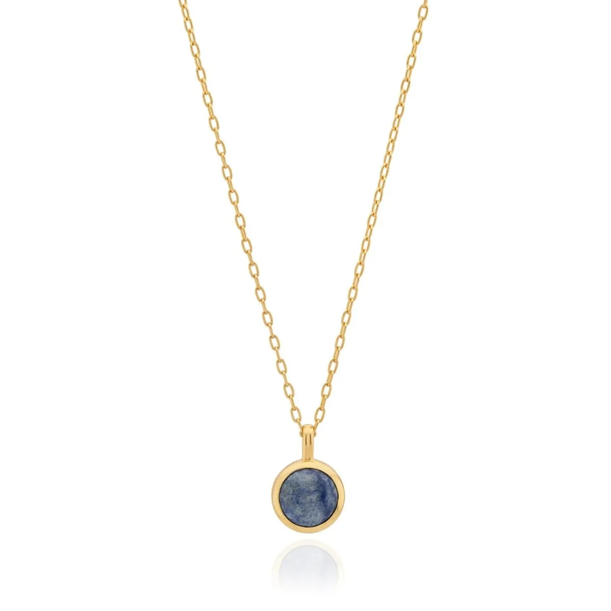 Dumortierite Round Pendant Necklace 16-18"