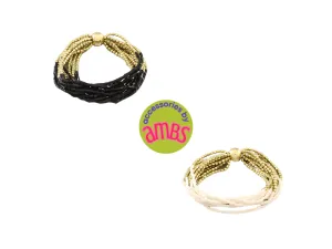 Ebony and Ivory Bead and Sphere Bracelets