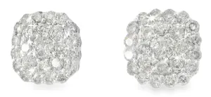 Fabulous Estate 14K White Gold Pave Diamond Stud Earrings
