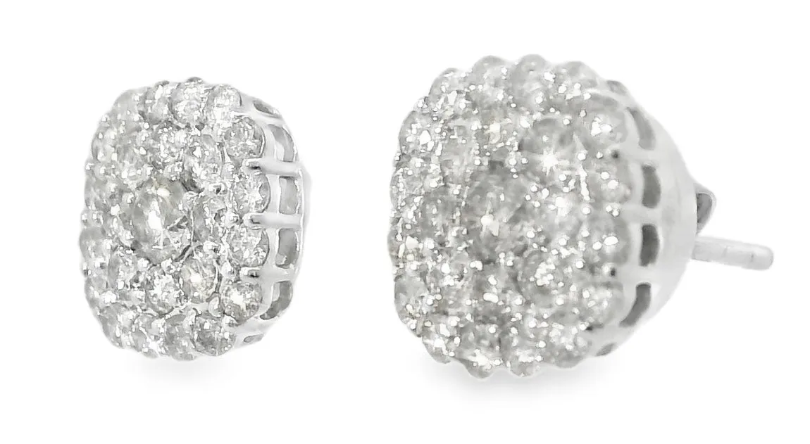 Fabulous Estate 14K White Gold Pave Diamond Stud Earrings