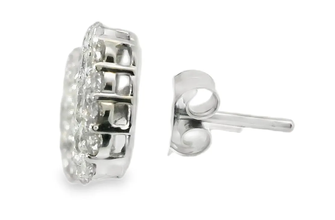 Fabulous Estate 14K White Gold Pave Diamond Stud Earrings