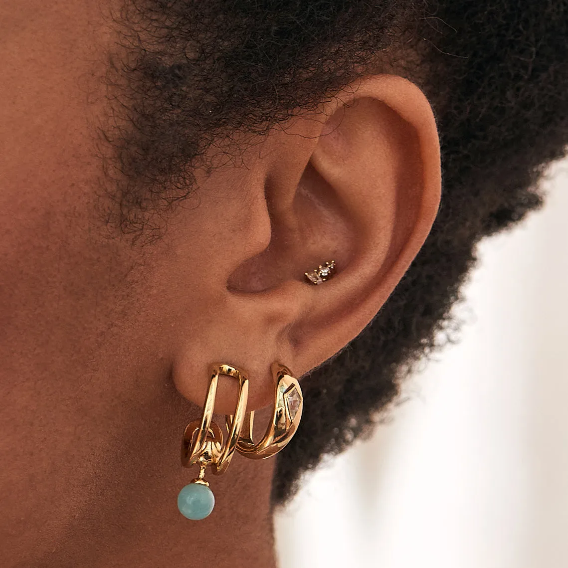 Glam Mini Climber Gold Stud Earrings