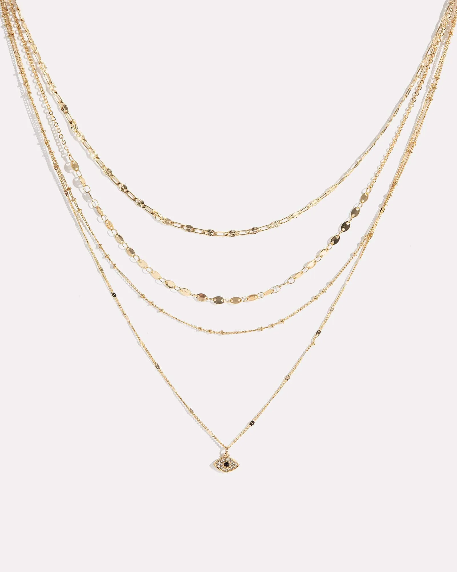 Gold Eye Pendant Stacking Necklace Pack