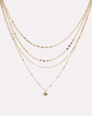 Gold Eye Pendant Stacking Necklace Pack