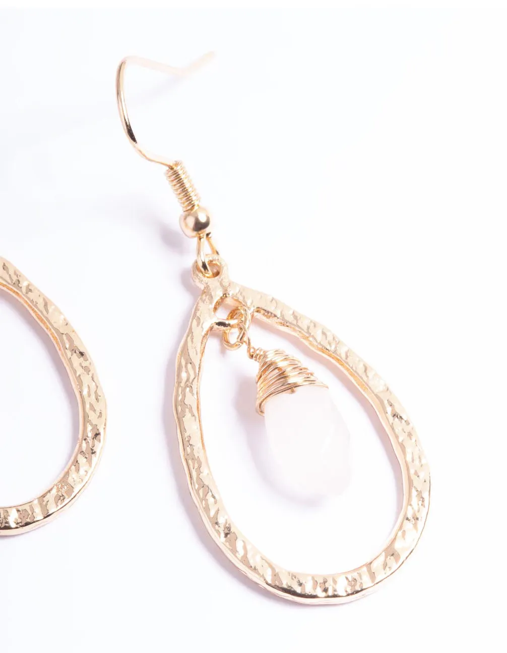 Gold Rose Quartz Small Double Teardrop Earrings