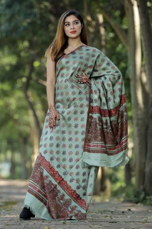 GREEN COLOUR KANI SHAWL WORK DEFINES ROYAL AND LUXURIOUS EXTREMELY COMFORTABLE FOR ALL EVENTS