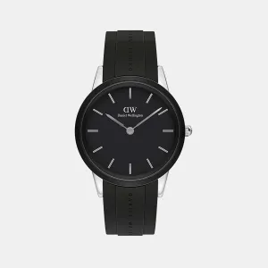 Iconic Men's Black Analog Rubber Watch DW00100436