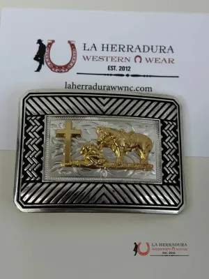 JINETE CRUZ HORSE SILVER/BLACK DETAIL SQUARE BUCKLE