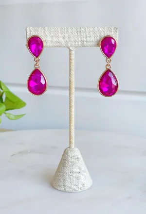 Leave A Little Sparkle Earrings in Fuchsia
